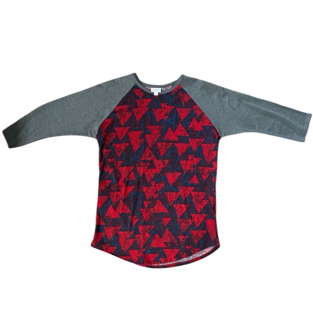 LULAROE Womens 3/4 Sleeve Shirt Randy Red & Blue Size Medium